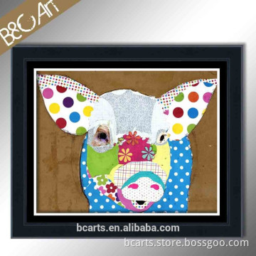 polyester canvas hand painted colorful funny pig painting